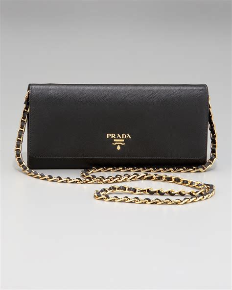 prada saffiano chain wallet